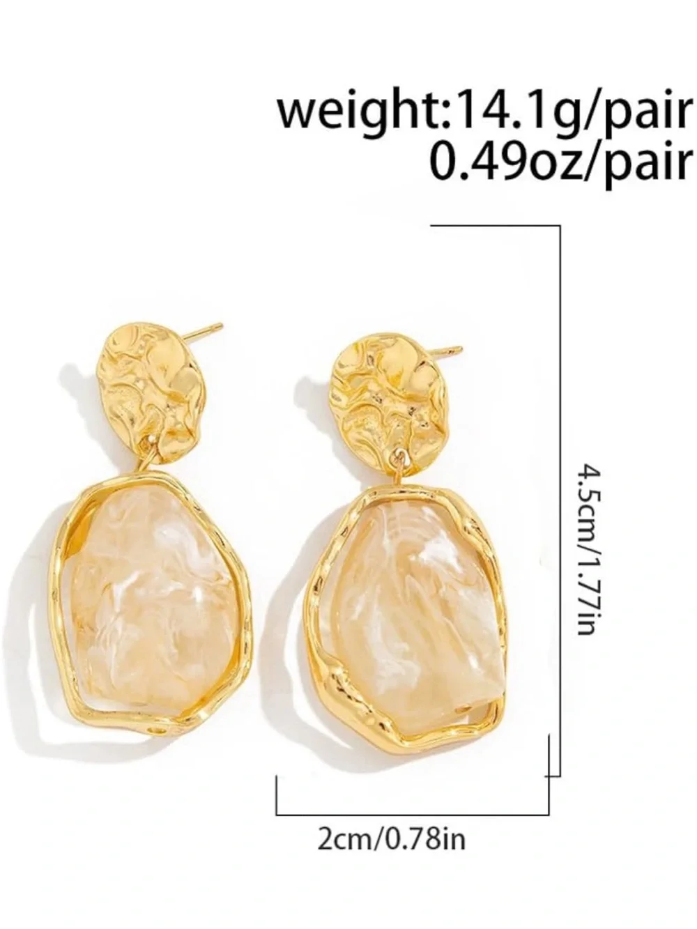 Anthropologie Gold & Cream Sculpted Drop Earrings